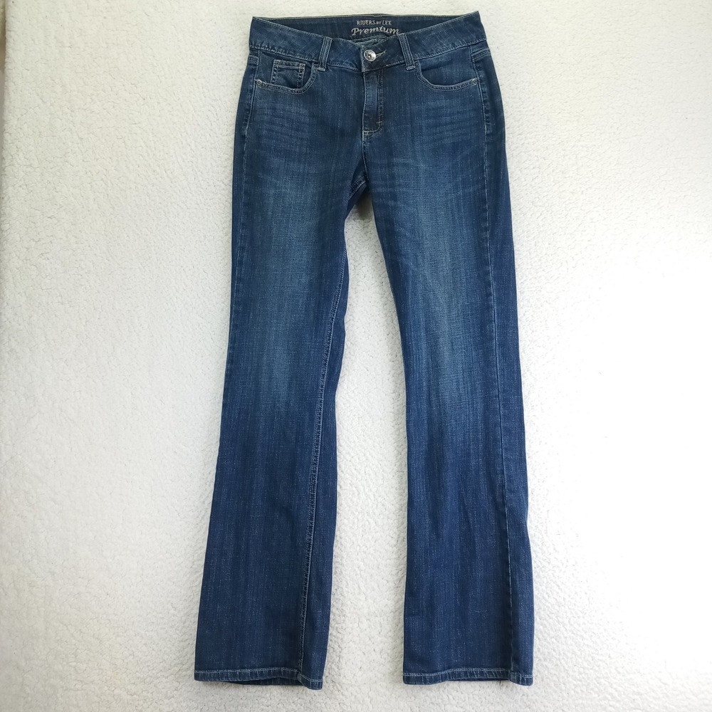 Riders by Lee Premium Womens Bootcut Jeans Dark Wash Size 12 Long Stretch Denim